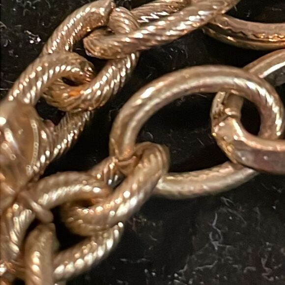 8” double gold plated chain bracelet w/4 simulated pearls & 4 candy cane charms - Picture 8 of 11